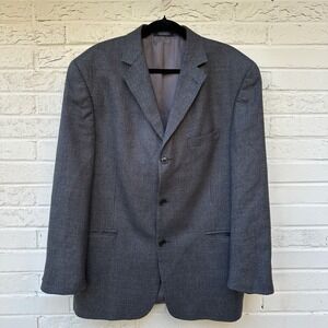 Andrew Fezza Mens 44R Lambswool Cashmere Gray Houndstooth Blazer Jacket